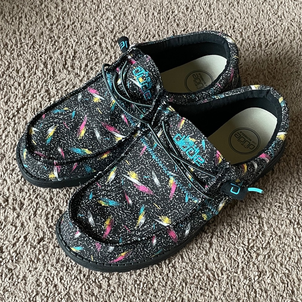 Hey Dude Mens Wally Moccasins - Black with Colorful Accents